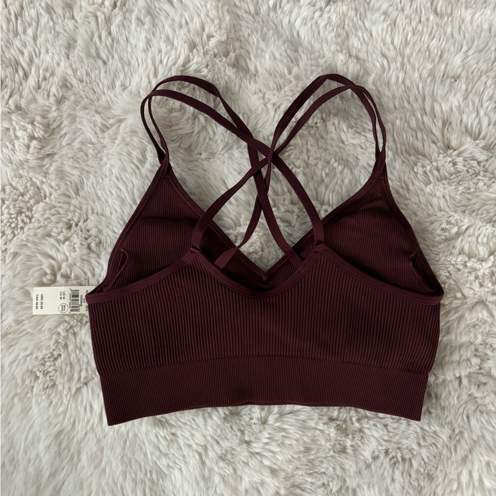 NWT Aerie Seamless Strappy Ribbed Padded Bralette in Royal Berry Red - Picture 5 of 6